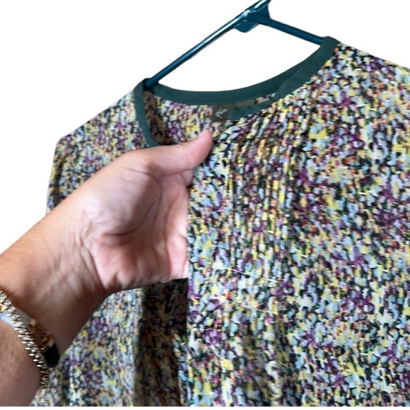 Fei Anthropologie 100% Silk Multicolor Abstract Long Sleeve Button Up  Top Sz 6 - Picture 7 of 12